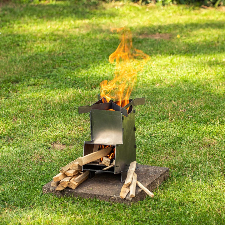 BBQ-Toro Raketenofen Rakete #5 | Rocket Stove Stecksystem aus massivem 2-mm-dickem Stahl | Ofen zum