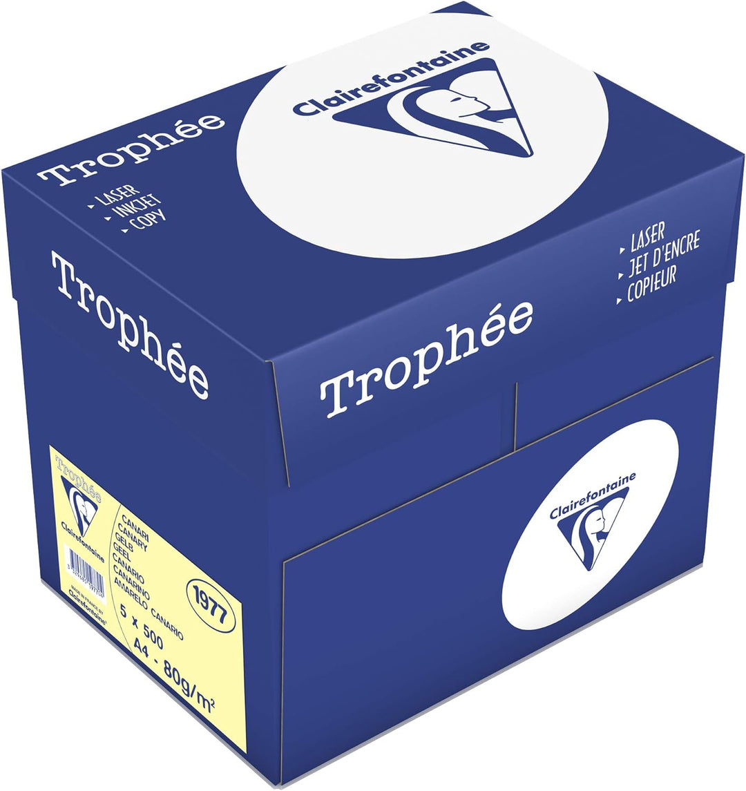 Clairefontaine 1977C - Karton mit 5 Ries Druckerpapier / Kopierpapier Trophee, intensive Farben, DIN