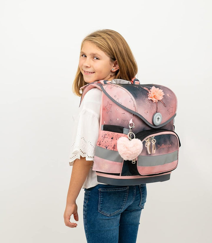 Belmil ergonomischer Schulranzen Set mit Regenschutz 5 -teilig für Kinder 1-4 Klasse Grundschule/Bru