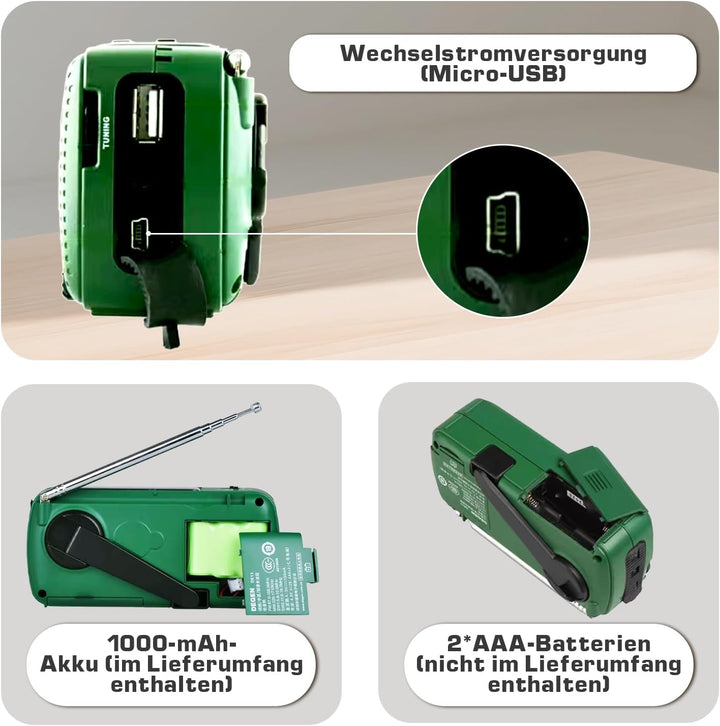 DEGEN DE13 Kurbelradio Tragbares Solar Radio FM AM SW Eingebaute Wiederaufladbare Batterie LED Dynam