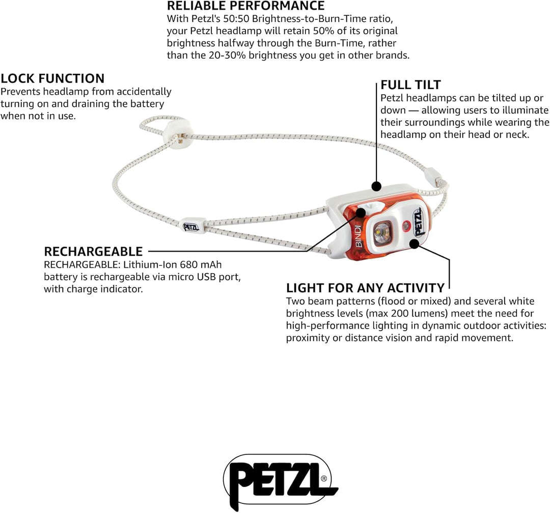 PETZL Bindi Stirnla Orange Einheitsgrösse Bindi, Orange Einheitsgrösse Bindi