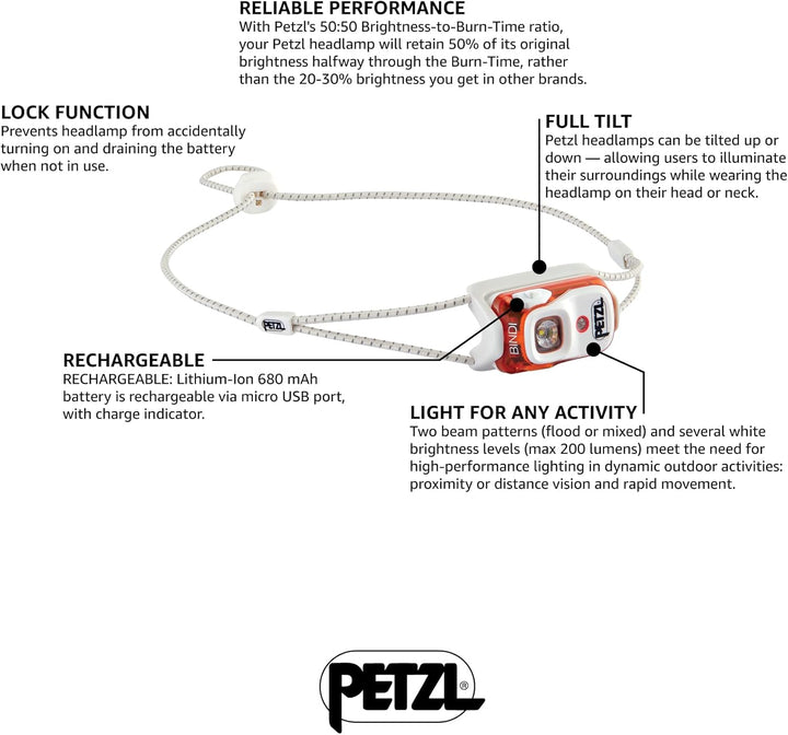 PETZL Bindi Stirnla Orange Einheitsgrösse Bindi, Orange Einheitsgrösse Bindi