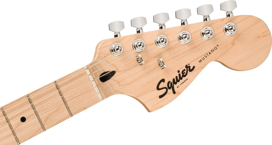 Squier by Fender Sonic Mustang® HH E-Gitarre, Griffbrett aus Ahorn, weisses Schlagbrett, Flash Pink