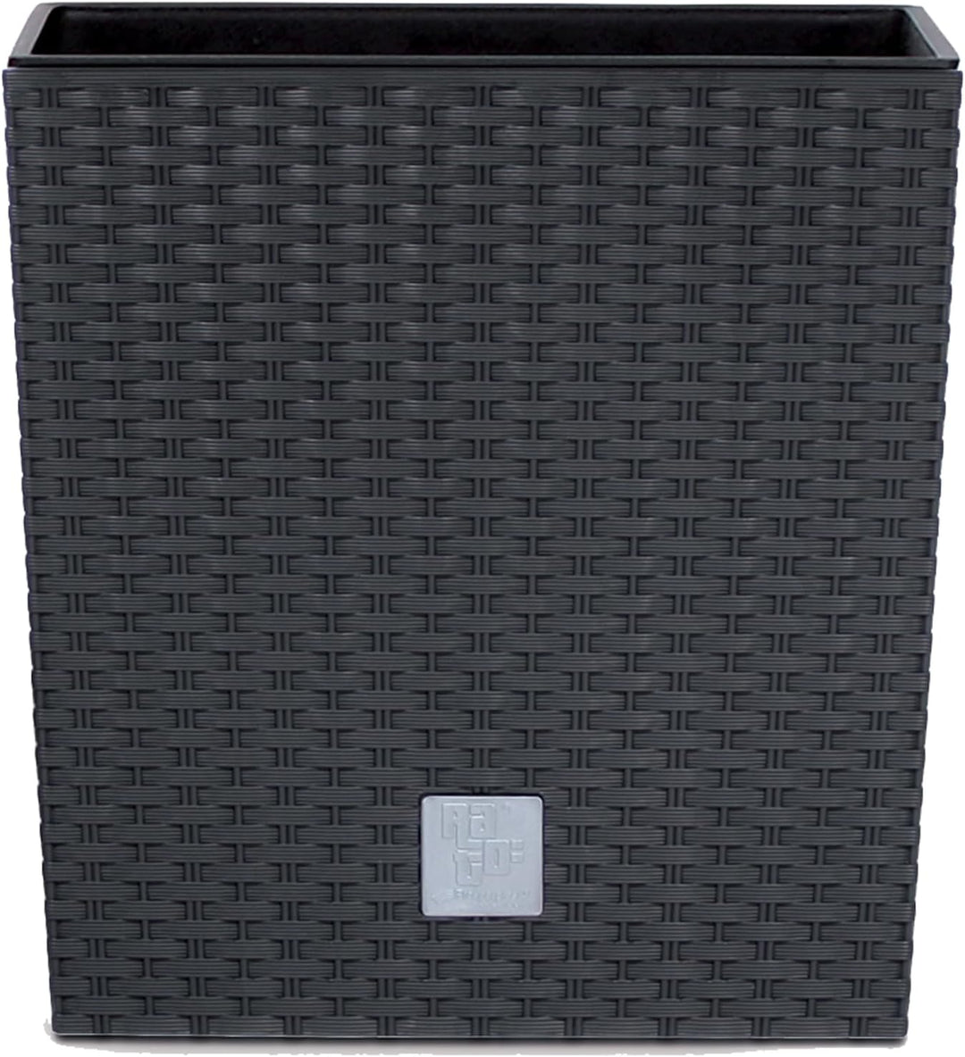 Prosperplast quadratisch Blumentopf in Rattan-Optik Rato Serie anthrazit Volumen 64 L, schwarz, 39 x