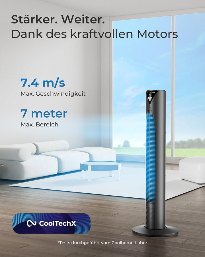 CoolHome Ventilator & Luftreiniger - Turmventilator mit Fernbedienung & ionisatorfunktion - Dimmbare