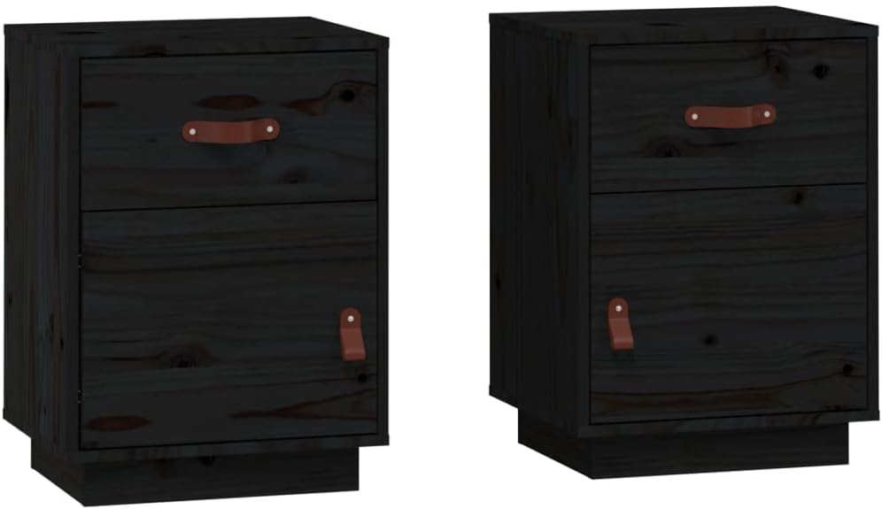 FIRBNUS Bedside Table Nachtkonsole Beistelltisch mit Stauraum Night Stand Nachttische 2er Set Schwar