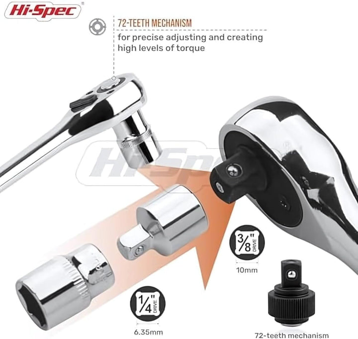 Hi-Spec 22-tlg. Steckschlüsselsatz 1/4 und 3/8 Zoll – Metrisches Mini Ratschen Set mit Ratschenschlü