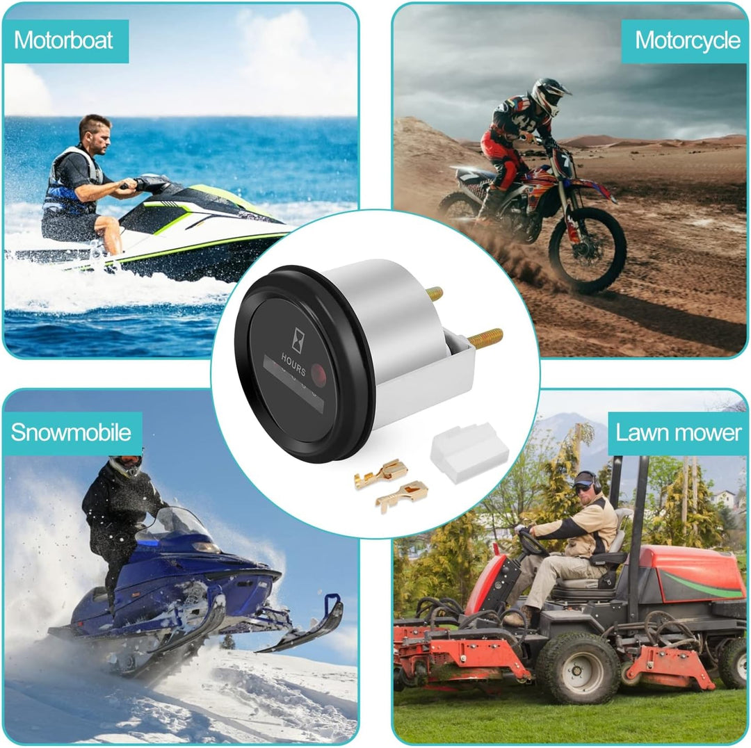 AC/DC 12V-36V Mechanische Betriebsstundenzähler für Boot Auto ATV Schneemobil Rasenmäher Traktoren F