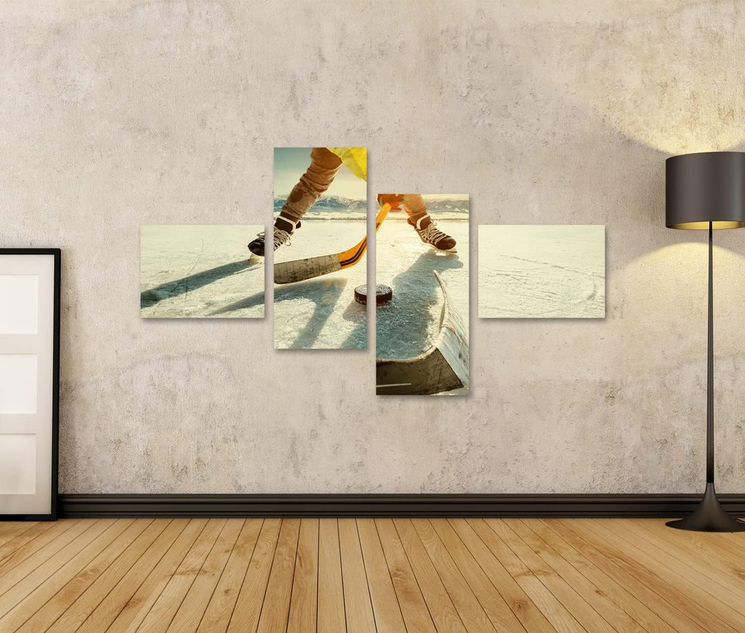 islandburner Bild auf Leinwand Eishockey Spiel Auf See Bilder Wandbilder Poster Leinwand 150x80cm -