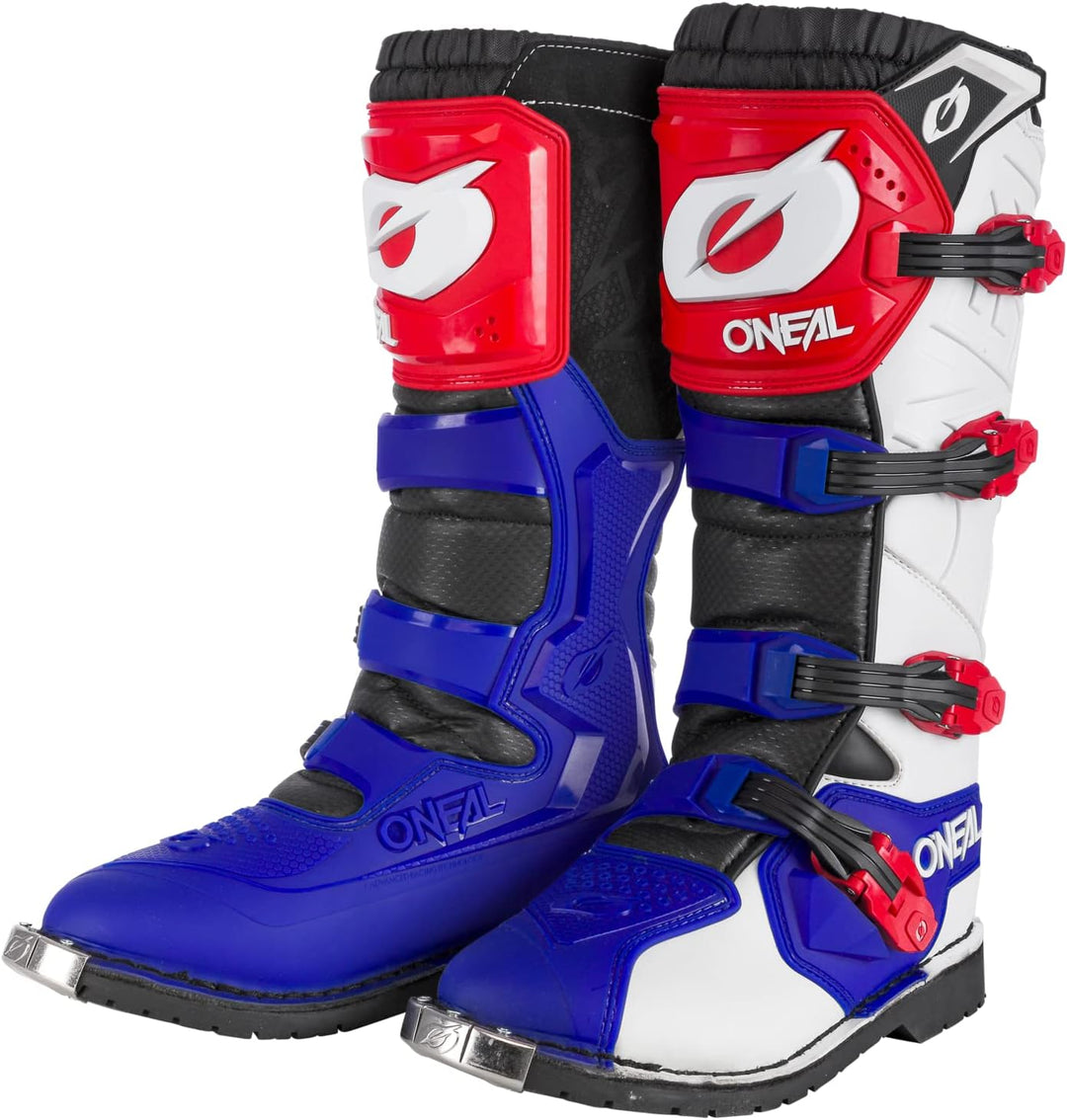 O'NEAL Herren Rider Pro Boot Motocross-Stiefel 39 EU Blau Rot Weiss, 39 EU Blau Rot Weiss