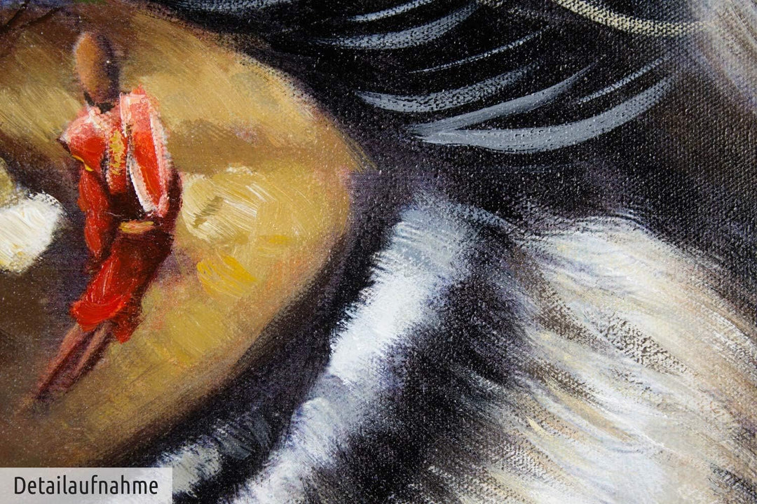 KunstLoft Leinwandbild | 100% HANDGEMALT | 80x80cm | Gemälde 'Stilles Gewissen' | Zebra | Schwarz We