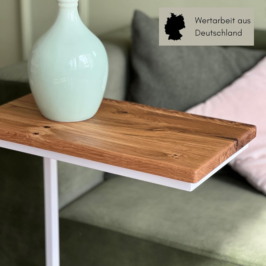 BestLoft® Beistelltisch San Jose Laptoptisch Sofatisch Betttisch Couchtisch (Gestell weiss+Platte wi