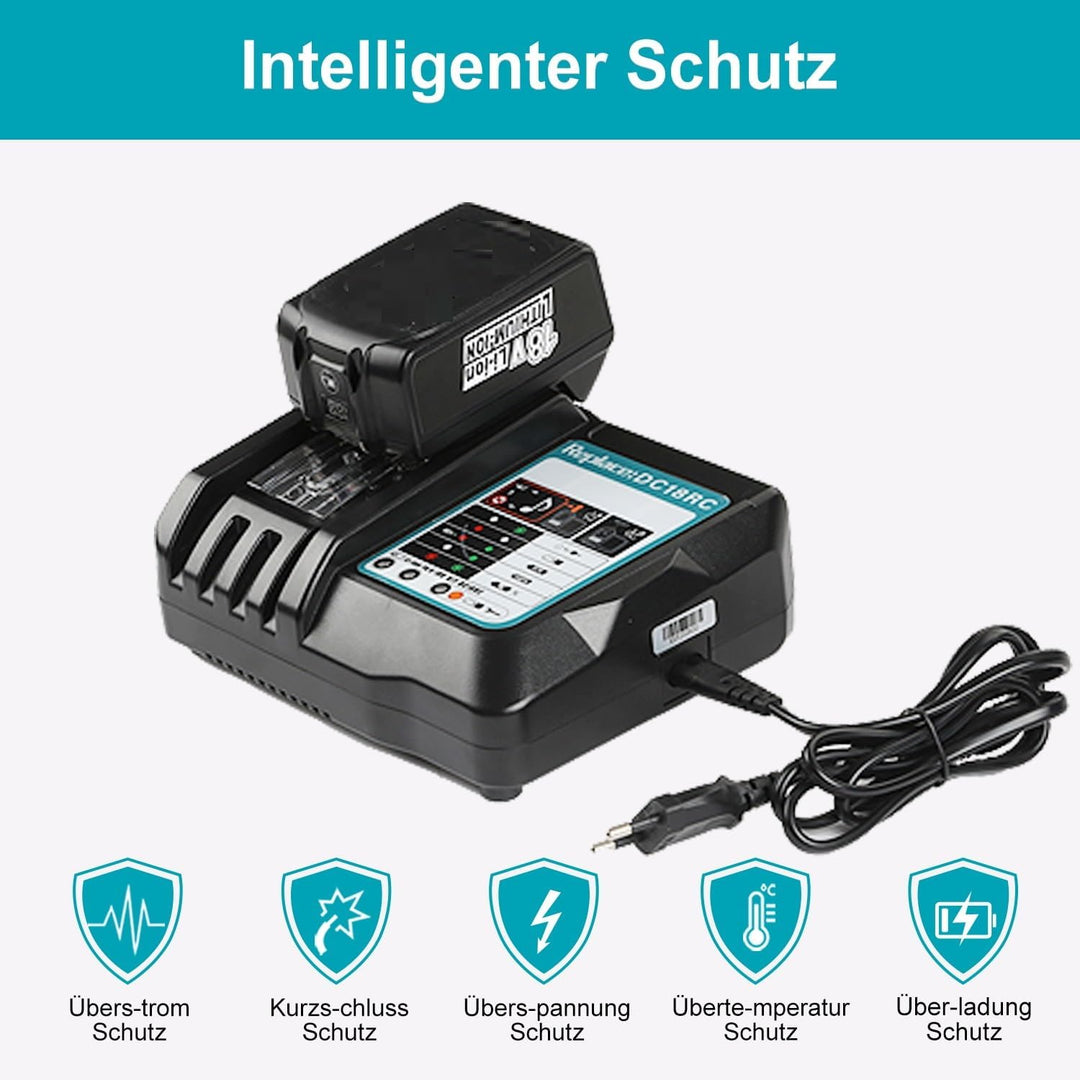 Energup 18V 4,0Ah Ersatz Akku + 3A Ladegerät für Makita BL1840 BL1830 BL1850 LXT400 Akku + DC18RA DC