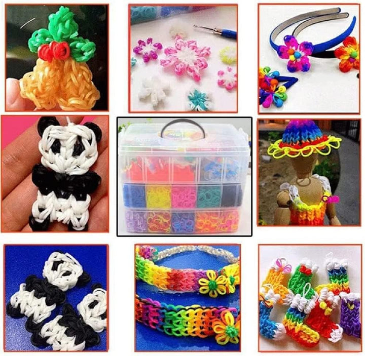 Loom Bands Kit, 15000 Stck DIY Gummibänder Set für Kinder Mehrfarbiges Set Herstellung Elastischen A