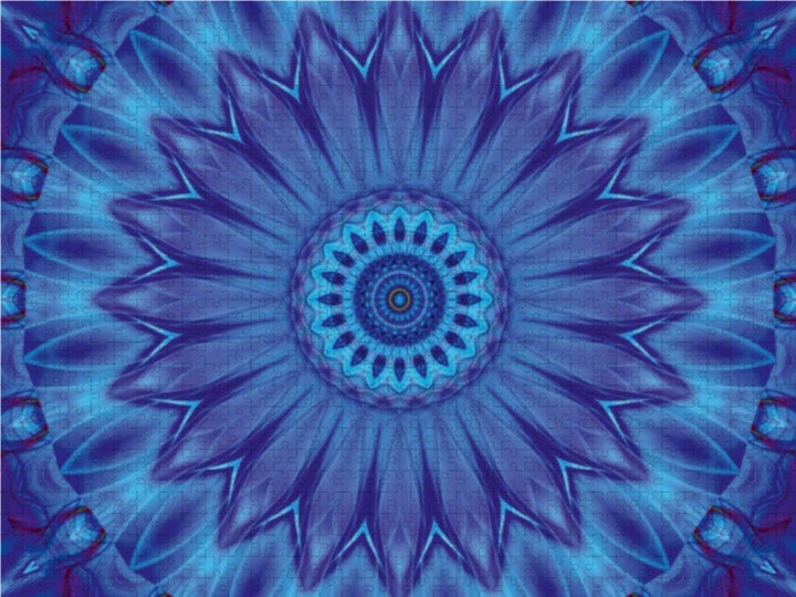 CALVENDO Puzzle Mandala Blaue Wasserblume 1000 Teile Lege-Grösse 64 x 48 cm Foto-Puzzle Bild von Chr