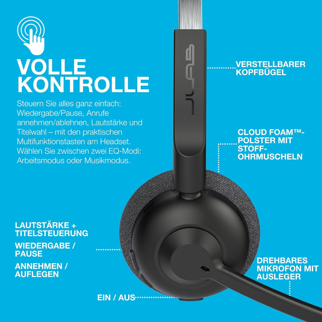 JLab GO Work Pop Casque Sans fil Arceau Appels/Musique Bluetooth Noir Black, Black