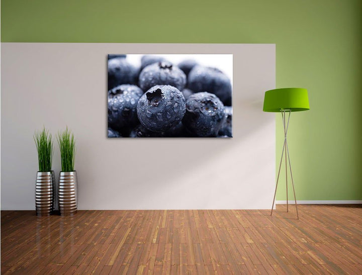 fruchtige Heidelbeeren Format: 100x70 auf Leinwand, XXL riesige Bilder fertig gerahmt mit Keilrahmen