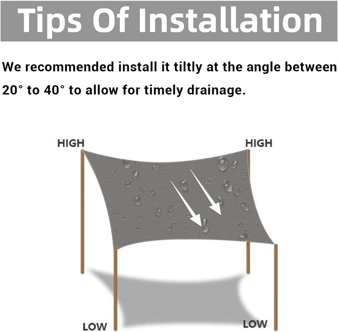 HOMPER Sonnensegel Wasserdicht Sonnenschutz, Oxford-Gewebe, UV-Schutz, für Balkon Terrasse Garten Ca