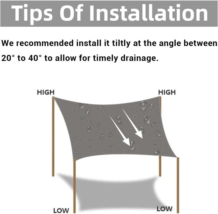 HOMPER Sonnensegel Wasserdicht Sonnenschutz, Oxford-Gewebe, UV-Schutz, für Balkon Terrasse Garten Ca