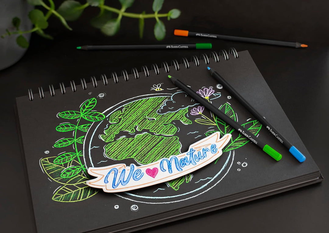 Faber-Castell 116450 - Buntstifte Blackwood, Black Edition, 50er Etui, leuchtende Farben mit weichem