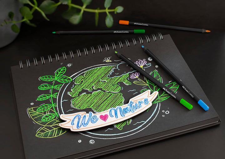 Faber-Castell 116450 - Buntstifte Blackwood, Black Edition, 50er Etui, leuchtende Farben mit weichem