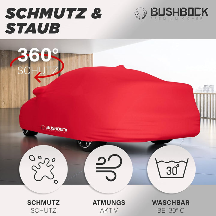 BUSHBOCK® Premium Autoabdeckung Indoor für Porsche o.ä. - Satin Schutzhülle Stoff - Abdeckplane Auto