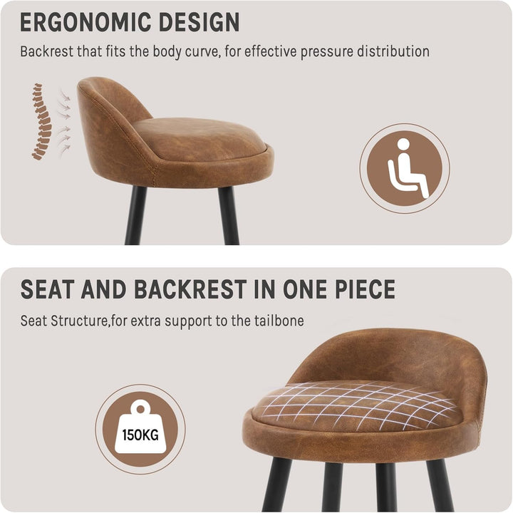 WOLTU BH327br-1 Barhocker 1er Set Barstuhl Hocker Tresenhocker Bistrohocker Designer Hocker mit Lehn