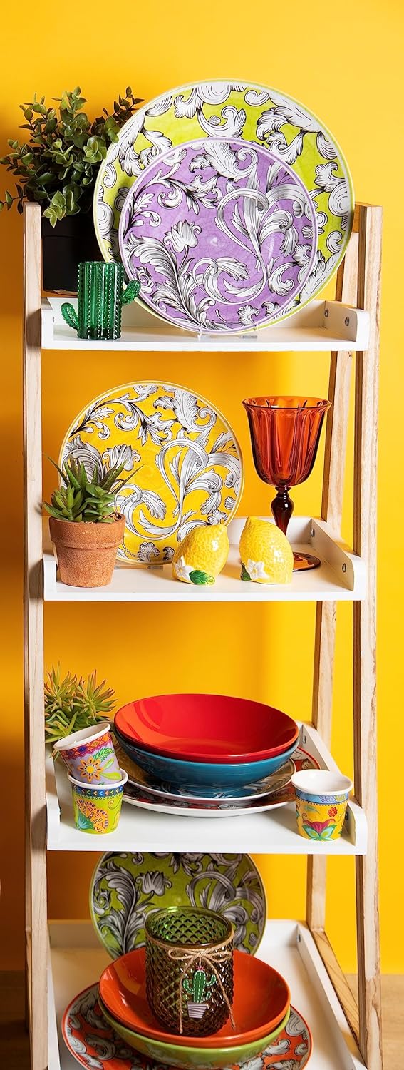 Excelsa Scirocco Tellerservice 18 Stück, Porzellan und Steineware, mehrfarbig, 6 Personen Set 18 Pez