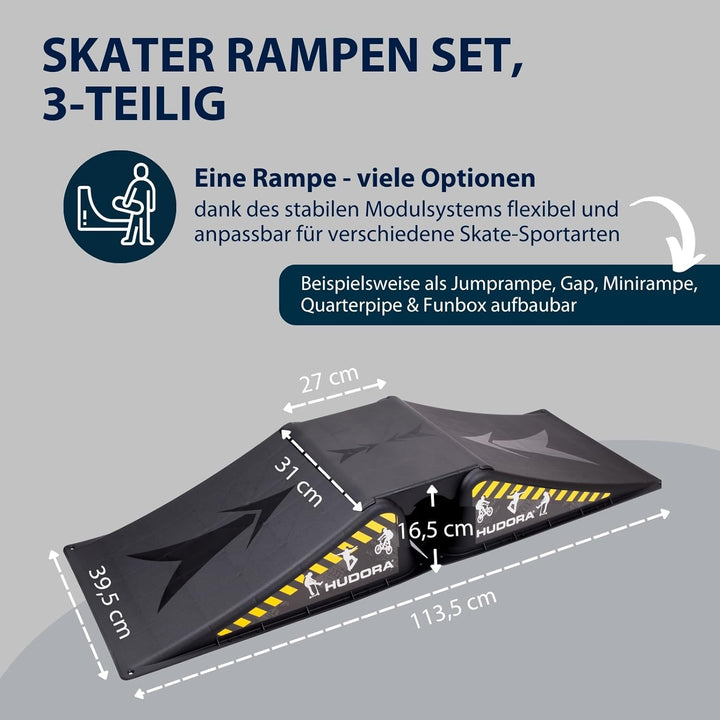 HUDORA Skateboard Skater Rampe, schwarz Set