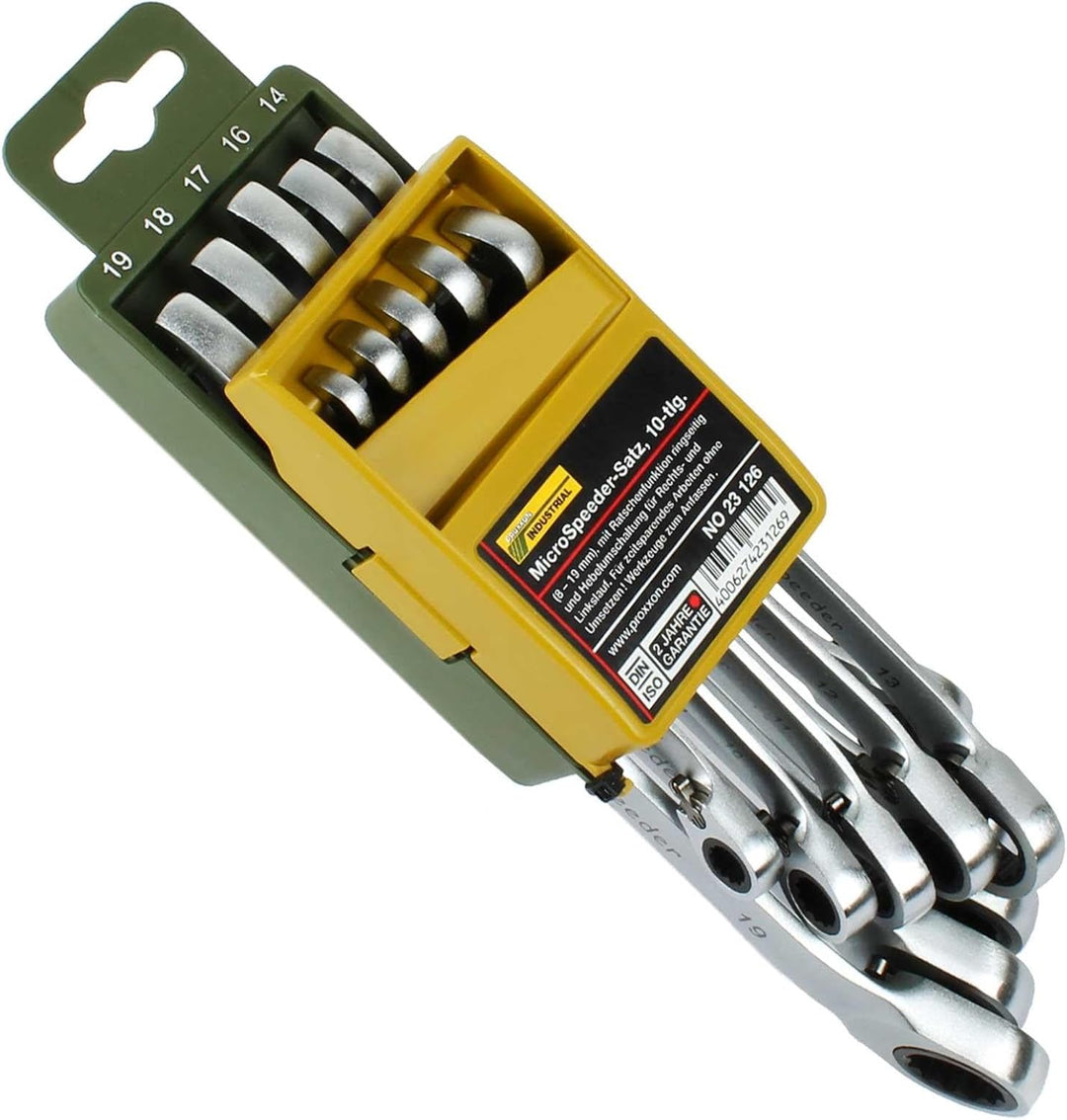 Proxxon 23126 Ratschenschlüssel - Satz (Ratsche, Knarre), 8-19 mm, extralange Ausführung - zeitspare