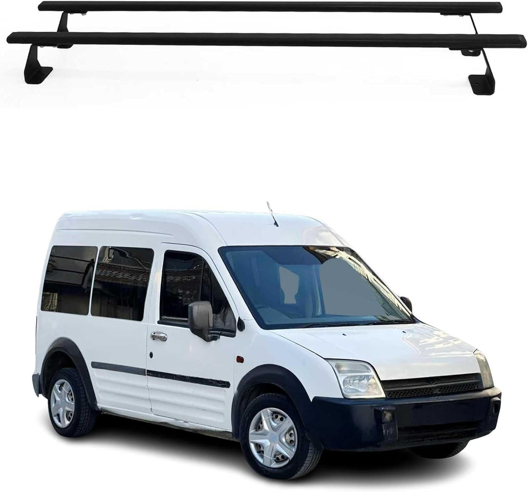 OMAC Dachträger Gepäckträger kompatibel mit Ford Transit Connect 2002-2014 Schwarz Stahl 2 TLG Trans