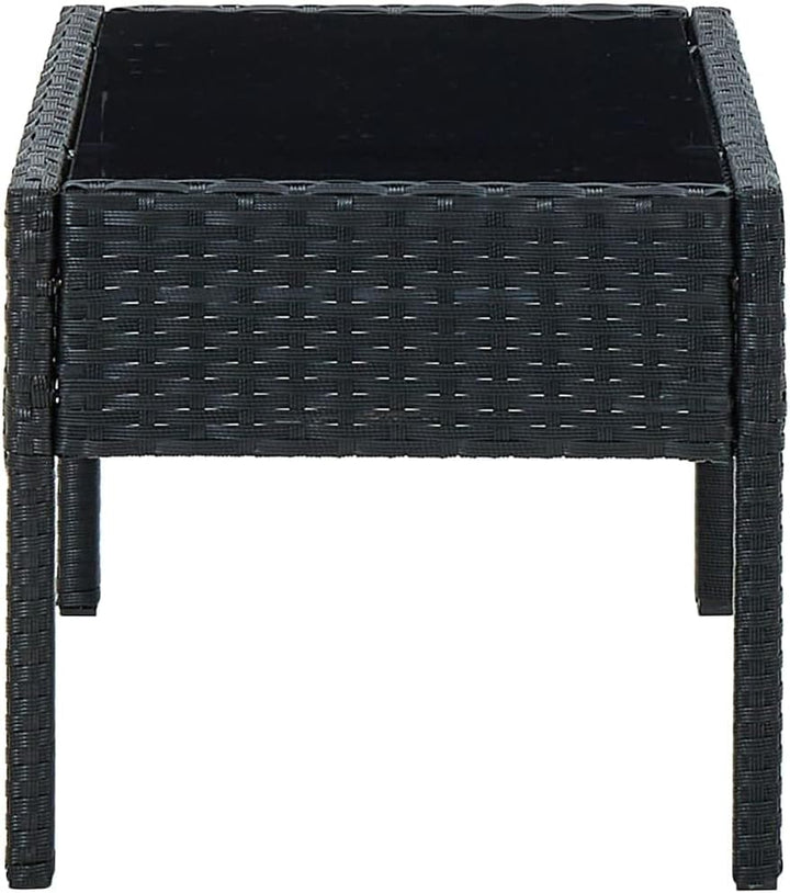 FIRBNUS Teetisch mit Glas Tischplatte 75x40x37 cm Balkontisch Terrassentisch Gartentisch Dining Tabl