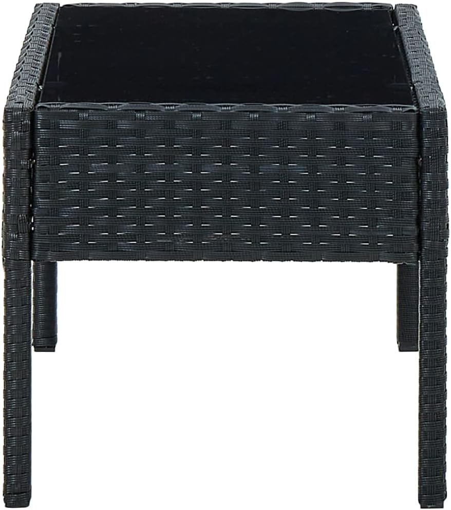 FIRBNUS Teetisch mit Glas Tischplatte 75x40x37 cm Balkontisch Terrassentisch Gartentisch Dining Tabl