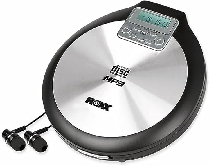 ROXX Tragbarer CD Player mit Kopfhörer MP3 fähig Antishock Discman mit Netzteil PCD 600