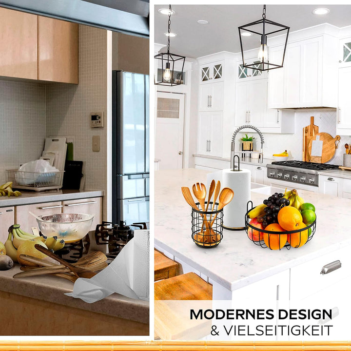 HIKITCHEN® [3er Set Obstkorb Obstschale Küchenrollenhalter Küchenutensilienhalter Utensilienhalter K