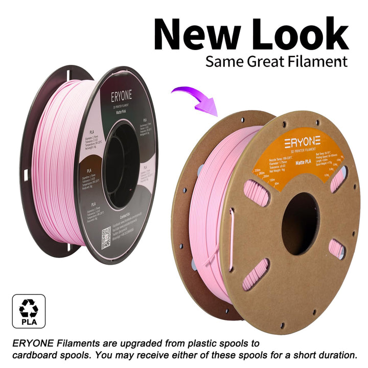 ERYONE Matte PLA 3D Drucker Filament 1.75mm, Massgenauigkeit +/- 0.03 mm, 1 kg 1 Spule, Matte Rosa