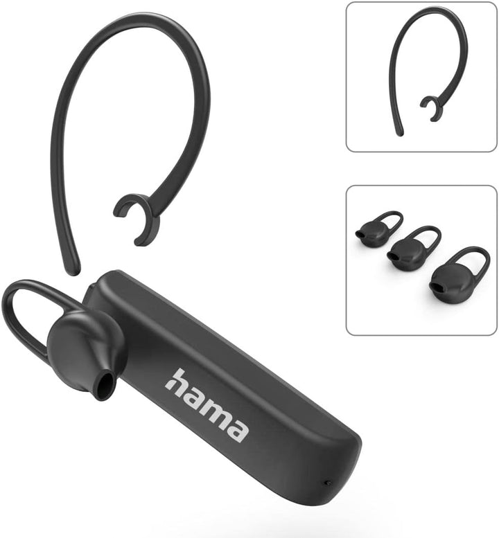 Hama Mono Bluetooth Headset (Multipoint, für zwei Geräte, Sprachsteuerung, Berührungssteuerung, Head