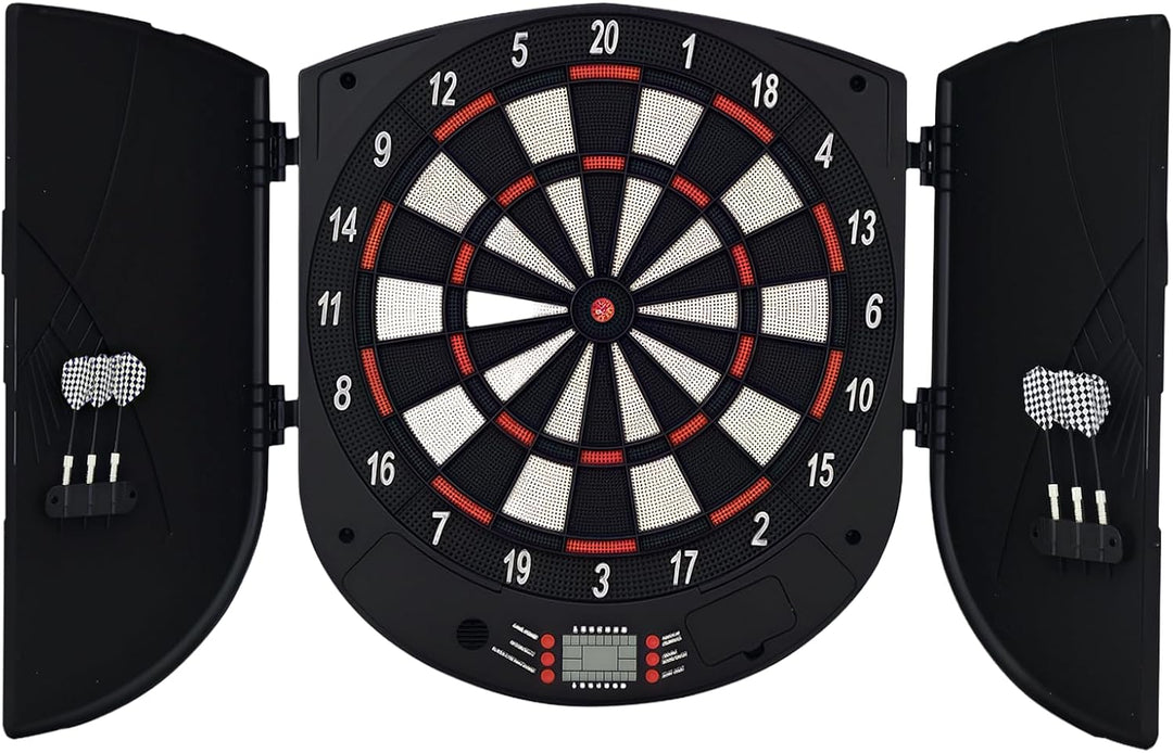 HOMCOM Elektronische Dartscheibe mit Tür Soundeffekte Dartboard Dart-Set mit automatische Wertung 6