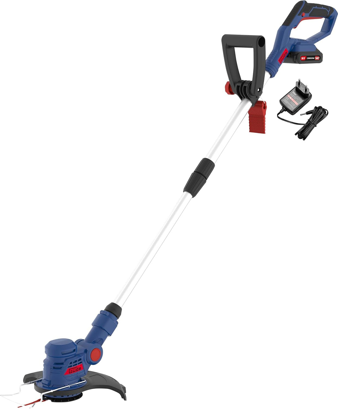 Güde 58598 Akku Rasentrimmer RT 18-201-05 (Inkl. 20 Ersatzmesser, 180° drehbarer Trimmerkopf, 2,0Ah
