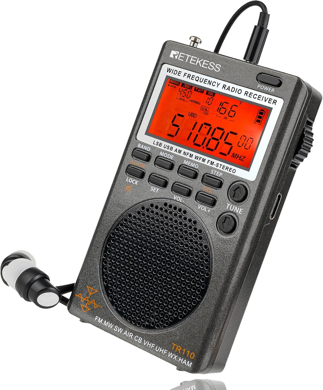 Retekess TR110 Tragbares Digitales Radio,FM MW SW SSB Air Band World Receives Radio,FM Stereo,Sleep
