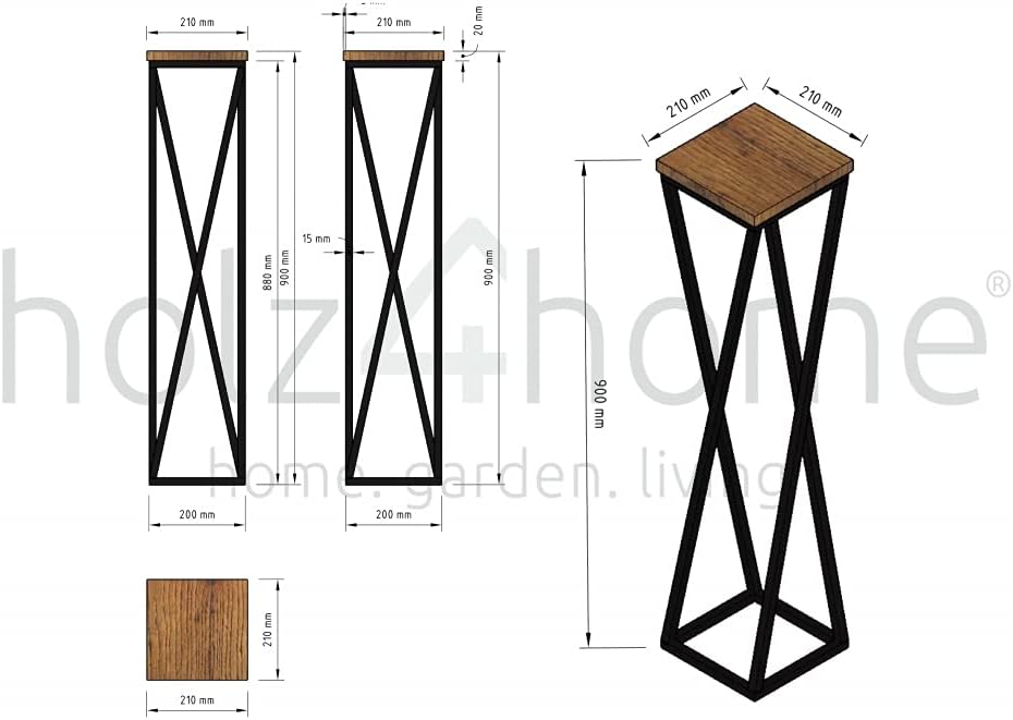 holz4home® Dekoständer 90 cm Gedrehte Streben I Eichenholz Natur Geölt I Blumenständer I Höhe: 90 cm