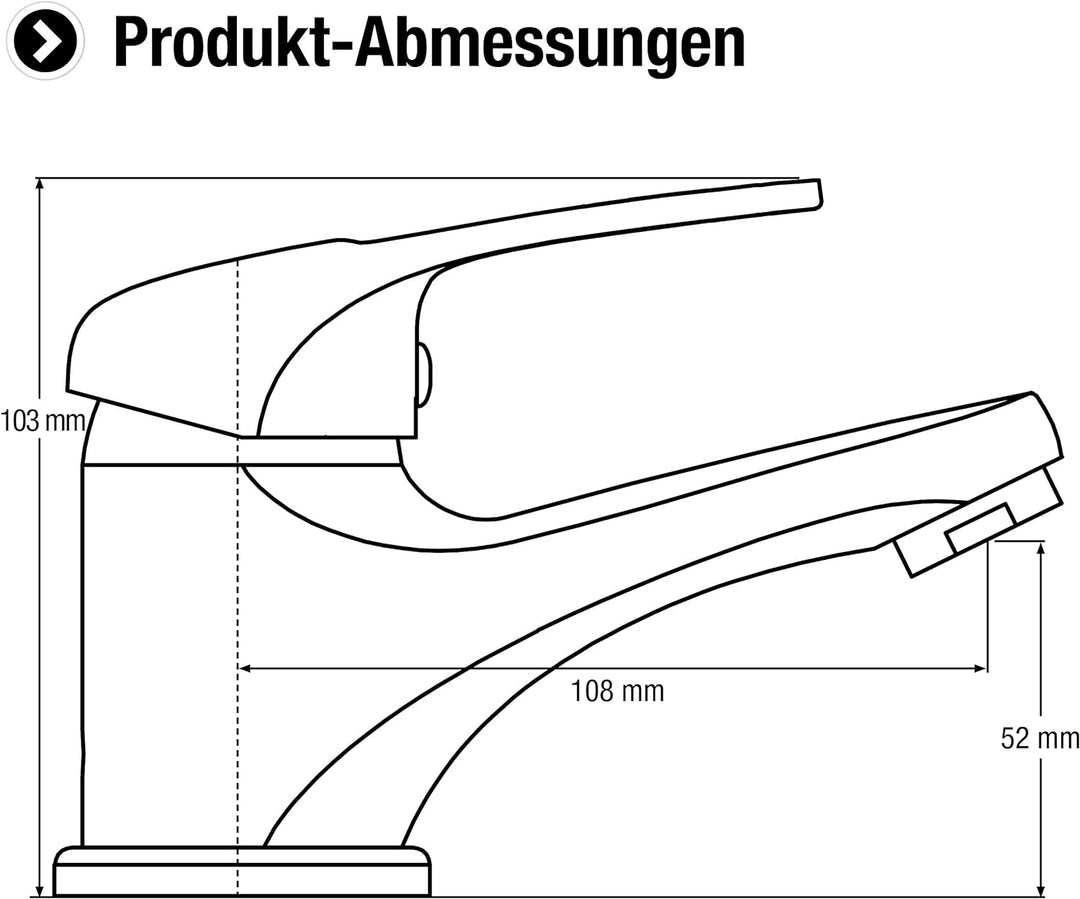 Cornat Waschtisch-Einhebelarmatur "Tavira" - Hochwertiger Messingkörper - verchromt - Mit Zug-Ablauf