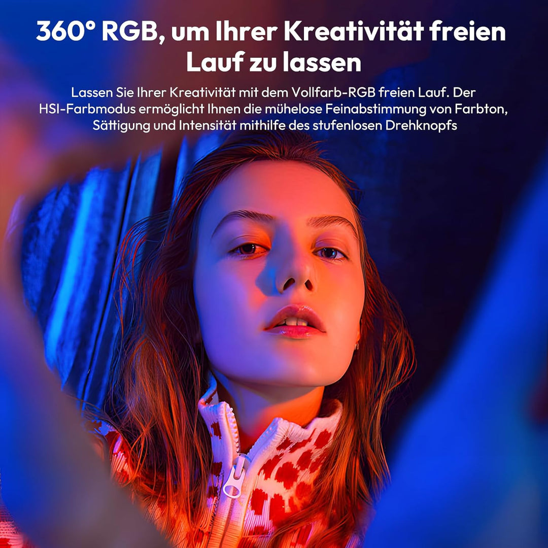 Videolicht RGB, ULANZI LE20 Kamera Foto Licht, 20W Videoleuchte mit 5000 mAh Akku, 2500K-9000K dimmb