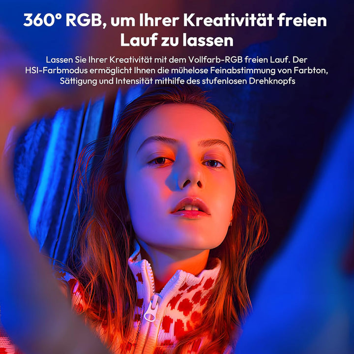 Videolicht RGB, ULANZI LE20 Kamera Foto Licht, 20W Videoleuchte mit 5000 mAh Akku, 2500K-9000K dimmb