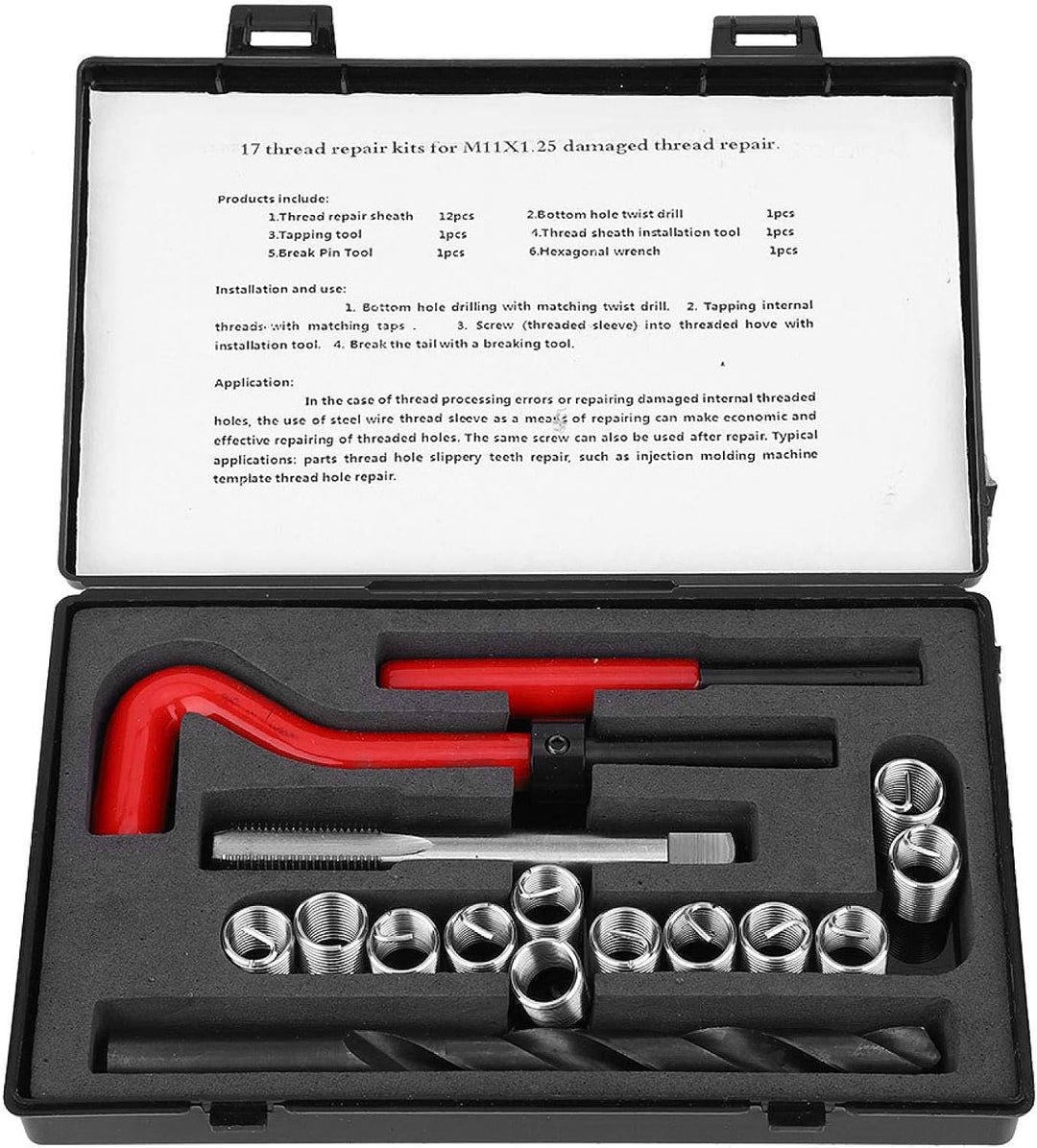 Heli Coil, Coil Master Kit, 17 Stück Gewindeeinsätze M11x1,25 Innengewinde Reparaturzubehör Sortimen
