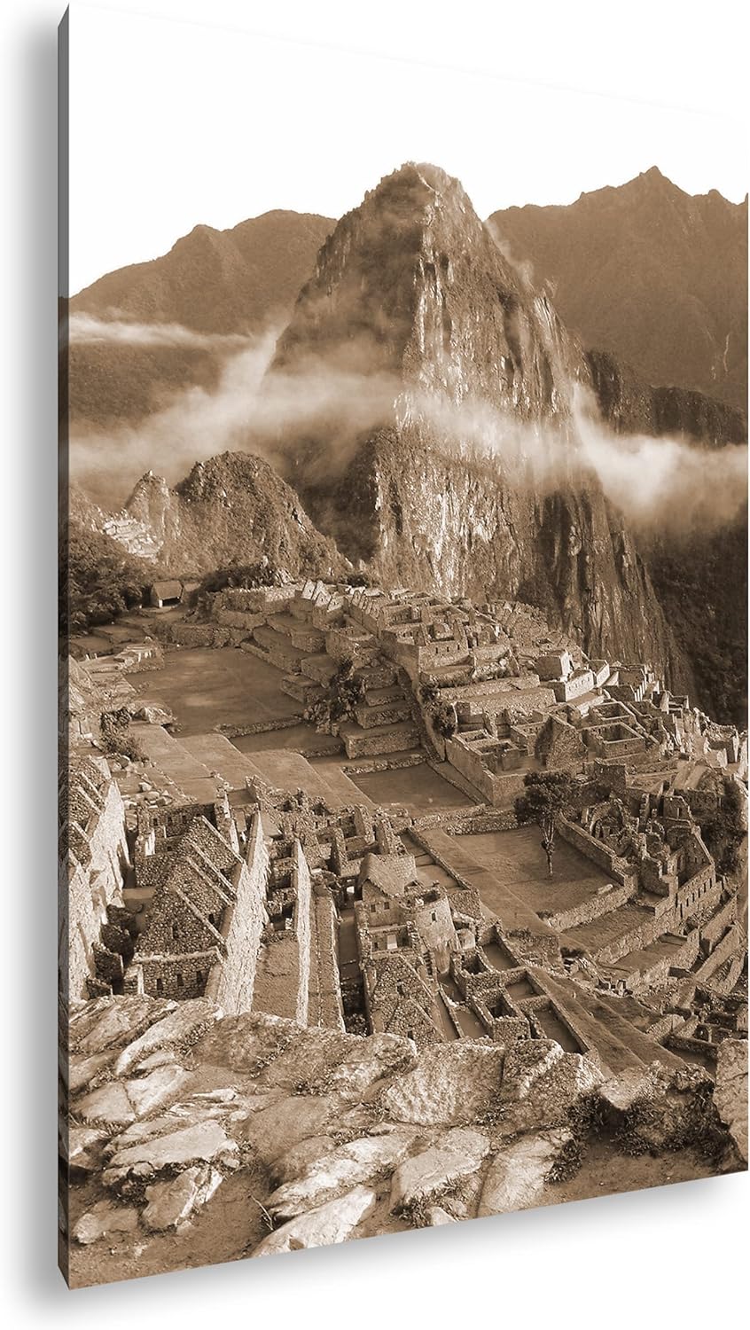 deyoli Machu Picchu Inka Stadt Format: 80x60 Effekt: Sepia als Leinwandbild, Motiv fertig gerahmt au