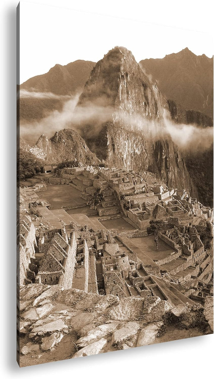 deyoli Machu Picchu Inka Stadt Format: 80x60 Effekt: Sepia als Leinwandbild, Motiv fertig gerahmt au