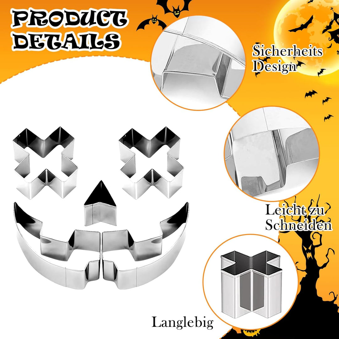 POFIBO 16 Stück Halloween Kürbis Schnitzset - Schnitzwerkzeug Kürbis, Kürbis Schnitzset mit Vorlagen