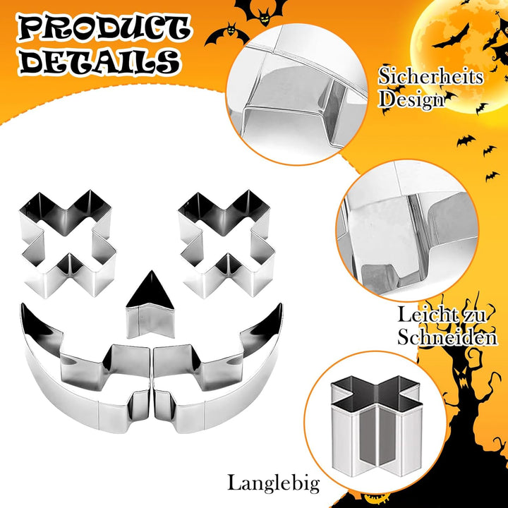 POFIBO 16 Stück Halloween Kürbis Schnitzset - Schnitzwerkzeug Kürbis, Kürbis Schnitzset mit Vorlagen