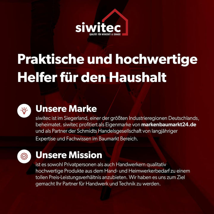 siwitec Mini-Klapptritt aus Stahl 2 Stufen Anthrazit | Kleine Trittleiter mit Anti-Rutsch-Matten | T